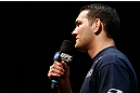 NEWARK, NJ - APRIL 26:   Chris Weidman interacts with fans during a Q&A session before the UFC 159 weigh-in event at the Prudential Center on April 26, 2013 in Newark, New Jersey.  (Photo by Josh Hedges/Zuffa LLC/Zuffa LLC via Getty Images)