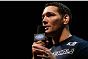 NEWARK, NJ - APRIL 26:   Chris Weidman interacts with fans during a Q&A session before the UFC 159 weigh-in event at the Prudential Center on April 26, 2013 in Newark, New Jersey.  (Photo by Josh Hedges/Zuffa LLC/Zuffa LLC via Getty Images)