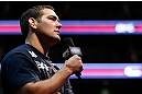 NEWARK, NJ - APRIL 26:   Chris Weidman interacts with fans during a Q&A session before the UFC 159 weigh-in event at the Prudential Center on April 26, 2013 in Newark, New Jersey.  (Photo by Josh Hedges/Zuffa LLC/Zuffa LLC via Getty Images)