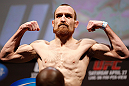 NEWARK, NJ - APRIL 26:   Pat Healy weighs in during the UFC 159 weigh-in event at the Prudential Center on April 26, 2013 in Newark, New Jersey.  (Photo by Josh Hedges/Zuffa LLC/Zuffa LLC via Getty Images)