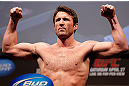 NEWARK, NJ - APRIL 26:   Chael Sonnen weighs in during the UFC 159 weigh-in event at the Prudential Center on April 26, 2013 in Newark, New Jersey.  (Photo by Josh Hedges/Zuffa LLC/Zuffa LLC via Getty Images)