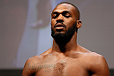 NEWARK, NJ - APRIL 26:   UFC Light Heavyweight Champion Jon "Bones" Jones makes weight during the UFC 159 weigh-in event at the Prudential Center on April 26, 2013 in Newark, New Jersey.  (Photo by Josh Hedges/Zuffa LLC/Zuffa LLC via Getty Images)
