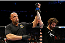NEWARK, NJ - APRIL 27: Referee Dan Miragliotta announces Cody McKenzie winner by unanimous decision against Leonard Garcia in their featherweight bout during the UFC 159 event at the Prudential Center on April 27, 2013 in Newark, New Jersey.  (Photo by Al Bello/Zuffa LLC/Zuffa LLC Via Getty Images)
