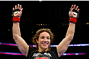 NEWARK, NJ - APRIL 27:  Sara McMann celebrates defeating Sheila Gaff by KO/TKO in round one of their women's bantamweight bout during the UFC 159 event at the Prudential Center on April 27, 2013 in Newark, New Jersey.  (Photo by Al Bello/Zuffa LLC/Zuffa LLC Via Getty Images)