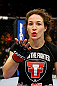 NEWARK, NJ - APRIL 27:  Sara McMann celebrates defeating Sheila Gaff by KO/TKO in round one of their women's bantamweight bout during the UFC 159 event at the Prudential Center on April 27, 2013 in Newark, New Jersey.  (Photo by Al Bello/Zuffa LLC/Zuffa LLC Via Getty Images)