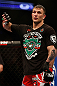 NEWARK, NJ - APRIL 27:   Gian Villante expresses his displeasure after a controversial stoppage in his light heavyweight fight against Ovince Saint Preux during the UFC 159 event at the Prudential Center on April 27, 2013 in Newark, New Jersey.  (Photo by Josh Hedges/Zuffa LLC/Zuffa LLC via Getty Images)