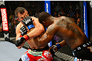 NEWARK, NJ - APRIL 27:  (L-R) Gian Villante battles against Ovince Saint Preux in their light heavyweight bout during the UFC 159 event at the Prudential Center on April 27, 2013 in Newark, New Jersey.  (Photo by Al Bello/Zuffa LLC/Zuffa LLC Via Getty Images)