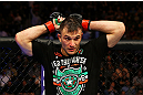 NEWARK, NJ - APRIL 27: Gian Villante reacts after losing by majority technical decision to Ovince Saint Preux in their light heavyweight bout during the UFC 159 event at the Prudential Center on April 27, 2013 in Newark, New Jersey.  (Photo by Al Bello/Zuffa LLC/Zuffa LLC Via Getty Images)