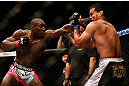 NEWARK, NJ - APRIL 27:   (L-R) Phil Davis punches Vinny Magalhaes in their light heavyweight fight during the UFC 159 event at the Prudential Center on April 27, 2013 in Newark, New Jersey.  (Photo by Josh Hedges/Zuffa LLC/Zuffa LLC via Getty Images)
