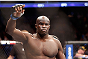 NEWARK, NJ - APRIL 27:   Cheick Kongo enters the Octagon before his heavyweight fight against Roy Nelson during the UFC 159 event at the Prudential Center on April 27, 2013 in Newark, New Jersey.  (Photo by Josh Hedges/Zuffa LLC/Zuffa LLC via Getty Images)