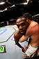 NEWARK, NJ - APRIL 27:  (L-R) Jon Jones battles against Chael Sonnen in round one of their light heavyweight championship bout during the UFC 159 event at the Prudential Center on April 27, 2013 in Newark, New Jersey.  (Photo by Al Bello/Zuffa LLC/Zuffa LLC Via Getty Images)