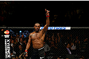 NEWARK, NJ - APRIL 27:  Jon Jones celebrates his knockout against Chael Sonnen to win their light heavyweight championship bout during the UFC 159 event at the Prudential Center on April 27, 2013 in Newark, New Jersey.  (Photo by Al Bello/Zuffa LLC/Zuffa LLC Via Getty Images)