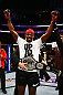 NEWARK, NJ - APRIL 27:  Jon Jones is awarded the championship belt and announced winner by knockout against Chael Sonnen after their light heavyweight championship bout during the UFC 159 event at the Prudential Center on April 27, 2013 in Newark, New Jersey.  (Photo by Al Bello/Zuffa LLC/Zuffa LLC Via Getty Images)
