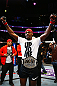 NEWARK, NJ - APRIL 27:  Jon Jones is awarded the championship belt and announced winner by knockout against Chael Sonnen after their light heavyweight championship bout during the UFC 159 event at the Prudential Center on April 27, 2013 in Newark, New Jersey.  (Photo by Al Bello/Zuffa LLC/Zuffa LLC Via Getty Images)