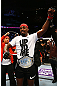 NEWARK, NJ - APRIL 27:  Jon Jones is awarded the championship belt and announced winner by knockout against Chael Sonnen after their light heavyweight championship bout during the UFC 159 event at the Prudential Center on April 27, 2013 in Newark, New Jersey.  (Photo by Al Bello/Zuffa LLC/Zuffa LLC Via Getty Images)