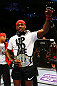 NEWARK, NJ - APRIL 27:  Jon Jones is awarded the championship belt and announced winner by knockout against Chael Sonnen after their light heavyweight championship bout during the UFC 159 event at the Prudential Center on April 27, 2013 in Newark, New Jersey.  (Photo by Al Bello/Zuffa LLC/Zuffa LLC Via Getty Images)