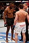 NEWARK, NJ - APRIL 27:   (L-R) Opponents UFC Light Heavyweight Champion Jon "Bones" Jones and Chael Sonnen face off before their light heavyweight championship fight during the UFC 159 event at the Prudential Center on April 27, 2013 in Newark, New Jersey.  (Photo by Josh Hedges/Zuffa LLC/Zuffa LLC via Getty Images)