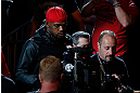 NEWARK, NJ - APRIL 27:   UFC Light Heavyweight Champion Jon "Bones" Jones enters the arena before his light heavyweight championship fight against Chael Sonnen during the UFC 159 event at the Prudential Center on April 27, 2013 in Newark, New Jersey.  (Photo by Josh Hedges/Zuffa LLC/Zuffa LLC via Getty Images)