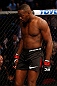 NEWARK, NJ - APRIL 27:   UFC Light Heavyweight Champion Jon "Bones" Jones stands in the Octagon before his light heavyweight championship fight against Chael Sonnen during the UFC 159 event at the Prudential Center on April 27, 2013 in Newark, New Jersey.  (Photo by Josh Hedges/Zuffa LLC/Zuffa LLC via Getty Images)