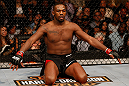 NEWARK, NJ - APRIL 27:   UFC Light Heavyweight Champion Jon "Bones" Jones stands in the Octagon before his light heavyweight championship fight against Chael Sonnen during the UFC 159 event at the Prudential Center on April 27, 2013 in Newark, New Jersey.  (Photo by Josh Hedges/Zuffa LLC/Zuffa LLC via Getty Images)