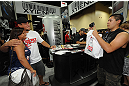 LAS VEGAS, NV - JULY 06:  Frank Mir poses with a fan at the UFC Fan Expo on July 6, 2012 in Las Vegas, Nevada. (Photo by Al Powers /Zuffa LLC/Zuffa LLC via Getty Images)