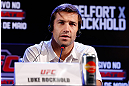 JARAGUA DO SUL, BRAZIL - MAY 16:   Luke Rockhold interacts with media during media day for the UFC on FX event on May 16, 2013 at the Sociedade Cultura Artistica in Jaragua do Sul, Santa Catarina, Brazil.  (Photo by Josh Hedges/Zuffa LLC/Zuffa LLC via Getty Images)