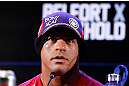 JARAGUA DO SUL, BRAZIL - MAY 16:   Vitor Belfort interacts with media during media day for the UFC on FX event on May 16, 2013 at the Sociedade Cultura Artistica in Jaragua do Sul, Santa Catarina, Brazil.  (Photo by Josh Hedges/Zuffa LLC/Zuffa LLC via Getty Images)