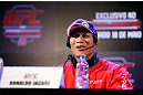 JARAGUA DO SUL, BRAZIL - MAY 16:   Ronaldo "Jacare" Souza interacts with media during media day for the UFC on FX event on May 16, 2013 at the Sociedade Cultura Artistica in Jaragua do Sul, Santa Catarina, Brazil.  (Photo by Josh Hedges/Zuffa LLC/Zuffa LLC via Getty Images)