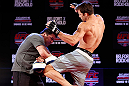 JARAGUA DO SUL, BRAZIL - MAY 16:   Luke Rockhold conducts a workout session during media day for the UFC on FX event on May 16, 2013 at the Sociedade Cultura Artistica in Jaragua do Sul, Santa Catarina, Brazil.  (Photo by Josh Hedges/Zuffa LLC/Zuffa LLC via Getty Images)