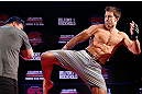 JARAGUA DO SUL, BRAZIL - MAY 16:   Luke Rockhold conducts a workout session during media day for the UFC on FX event on May 16, 2013 at the Sociedade Cultura Artistica in Jaragua do Sul, Santa Catarina, Brazil.  (Photo by Josh Hedges/Zuffa LLC/Zuffa LLC via Getty Images)