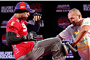JARAGUA DO SUL, BRAZIL - MAY 16:   Vitor Belfort conducts a workout session during media day for the UFC on FX event on May 16, 2013 at the Sociedade Cultura Artistica in Jaragua do Sul, Santa Catarina, Brazil.  (Photo by Josh Hedges/Zuffa LLC/Zuffa LLC via Getty Images)