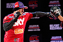 JARAGUA DO SUL, BRAZIL - MAY 16:   Vitor Belfort conducts a workout session during media day for the UFC on FX event on May 16, 2013 at the Sociedade Cultura Artistica in Jaragua do Sul, Santa Catarina, Brazil.  (Photo by Josh Hedges/Zuffa LLC/Zuffa LLC via Getty Images)