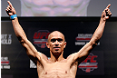 JARAGUA DO SUL, BRAZIL - MAY 17: Chris Cariaso weighs in during the UFC on FX weigh-in on May 17, 2013 at the Arena Jaragua in Jaragua do Sul, Santa Catarina, Brazil. (Photo by Josh Hedges/Zuffa LLC/Zuffa LLC via Getty Images)