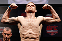 JARAGUA DO SUL, BRAZIL - MAY 17: Evan Dunham weighs in during the UFC on FX weigh-in on May 17, 2013 at the Arena Jaragua in Jaragua do Sul, Santa Catarina, Brazil. (Photo by Josh Hedges/Zuffa LLC/Zuffa LLC via Getty Images)