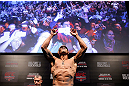 JARAGUA DO SUL, BRAZIL - MAY 17: Vitor Belfort weighs in during the UFC on FX weigh-in on May 17, 2013 at the Arena Jaragua in Jaragua do Sul, Santa Catarina, Brazil. (Photo by Josh Hedges/Zuffa LLC/Zuffa LLC via Getty Images)
