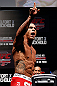 JARAGUA DO SUL, BRAZIL - MAY 17: Vitor Belfort postures to the crowd after making weight during the UFC on FX weigh-in on May 17, 2013 at the Arena Jaragua in Jaragua do Sul, Santa Catarina, Brazil. (Photo by Josh Hedges/Zuffa LLC/Zuffa LLC via Getty Images)