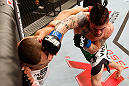 JARAGUA DO SUL, BRAZIL - MAY 18: (R-L) Jeremy Larsen punches Lucas Martins in their lightweight bout during the UFC on FX event on May 18, 2013 at Arena Jaragua in Jaragua do Sul, Santa Catarina, Brazil. (Photo by Josh Hedges/Zuffa LLC/Zuffa LLC via Getty Images)