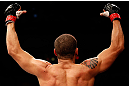 JARAGUA DO SUL, BRAZIL - MAY 18: Lucas Martins reacts after knocking out Jeremy Larsen in their lightweight bout during the UFC on FX event on May 18, 2013 at Arena Jaragua in Jaragua do Sul, Santa Catarina, Brazil. (Photo by Josh Hedges/Zuffa LLC/Zuffa LLC via Getty Images)