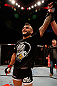 JARAGUA DO SUL, BRAZIL - MAY 18:   John Lineker reacts after knocking out Azamat Gashimov in their flyweight bout during the UFC on FX event on May 18, 2013 at Arena Jaragua in Jaragua do Sul, Santa Catarina, Brazil.  (Photo by Josh Hedges/Zuffa LLC/Zuffa LLC via Getty Images)