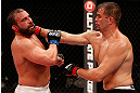 JARAGUA DO SUL, BRAZIL - MAY 18: (R-L) Fabio Maldonado punches Roger Hollett in their light heavyweight bout during the UFC on FX event on May 18, 2013 at Arena Jaragua in Jaragua do Sul, Santa Catarina, Brazil. (Photo by Josh Hedges/Zuffa LLC/Zuffa LLC via Getty Images)