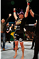 JARAGUA DO SUL, BRAZIL - MAY 18: Fabio Maldonado reacts after defeating Roger Hollett in their light heavyweight bout during the UFC on FX event on May 18, 2013 at Arena Jaragua in Jaragua do Sul, Santa Catarina, Brazil. (Photo by Josh Hedges/Zuffa LLC/Zuffa LLC via Getty Images)