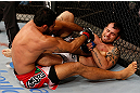 JARAGUA DO SUL, BRAZIL - MAY 18: (R-L) Joao Zeferino attempts a heel hook submission against Rafael Natal in their middleweight bout during the UFC on FX event on May 18, 2013 at Arena Jaragua in Jaragua do Sul, Santa Catarina, Brazil. (Photo by Josh Hedges/Zuffa LLC/Zuffa LLC via Getty Images)