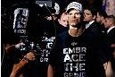 JARAGUA DO SUL, BRAZIL - MAY 18: Evan Dunham enters the arena before his lightweight bout against Rafael dos Anjos during the UFC on FX event on May 18, 2013 at Arena Jaragua in Jaragua do Sul, Santa Catarina, Brazil. (Photo by Josh Hedges/Zuffa LLC/Zuffa LLC via Getty Images)