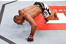 JARAGUA DO SUL, BRAZIL - MAY 18:   Ronaldo 'Jacare' Souza reacts after defeating Chris Camozzi in their middleweight bout during the UFC on FX event on May 18, 2013 at Arena Jaragua in Jaragua do Sul, Santa Catarina, Brazil.  (Photo by Josh Hedges/Zuffa LLC/Zuffa LLC via Getty Images)