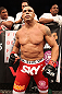 JARAGUA DO SUL, BRAZIL - MAY 18:   Vitor Belfort stands in his corner before his middleweight bout against Luke Rockhold during the UFC on FX event on May 18, 2013 at Arena Jaragua in Jaragua do Sul, Santa Catarina, Brazil.  (Photo by Josh Hedges/Zuffa LLC/Zuffa LLC via Getty Images)
