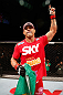 JARAGUA DO SUL, BRAZIL - MAY 18: Vitor Belfort reacts after knocking out Luke Rockhold in their middleweight bout during the UFC on FX event on May 18, 2013 at Arena Jaragua in Jaragua do Sul, Santa Catarina, Brazil. (Photo by Josh Hedges/Zuffa LLC/Zuffa LLC via Getty Images)