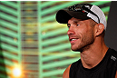 LAS VEGAS, NV - MAY 23:   Donald "Cowboy" Cerrone interacts with media during the UFC 160 Ultimate Media Day at the MGM Grand Hotel/Casino on May 23, 2013 in Las Vegas, Nevada.  (Photo by Josh Hedges/Zuffa LLC/Zuffa LLC via Getty Images)