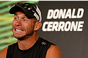 LAS VEGAS, NV - MAY 23:   Donald "Cowboy" Cerrone interacts with media during the UFC 160 Ultimate Media Day at the MGM Grand Hotel/Casino on May 23, 2013 in Las Vegas, Nevada.  (Photo by Josh Hedges/Zuffa LLC/Zuffa LLC via Getty Images)