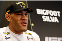 LAS VEGAS, NV - MAY 23:   Antonio "Bigfoot" Silva interacts with media during the UFC 160 Ultimate Media Day at the MGM Grand Hotel/Casino on May 23, 2013 in Las Vegas, Nevada.  (Photo by Josh Hedges/Zuffa LLC/Zuffa LLC via Getty Images)