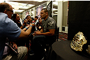 LAS VEGAS, NV - MAY 23:   UFC Heavyweight Champion Cain Velasquez interacts with media during the UFC 160 Ultimate Media Day at the MGM Grand Hotel/Casino on May 23, 2013 in Las Vegas, Nevada.  (Photo by Josh Hedges/Zuffa LLC/Zuffa LLC via Getty Images)